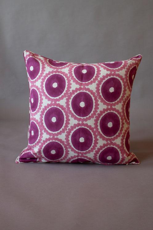 Pink Printed Suzani Cushion Cover