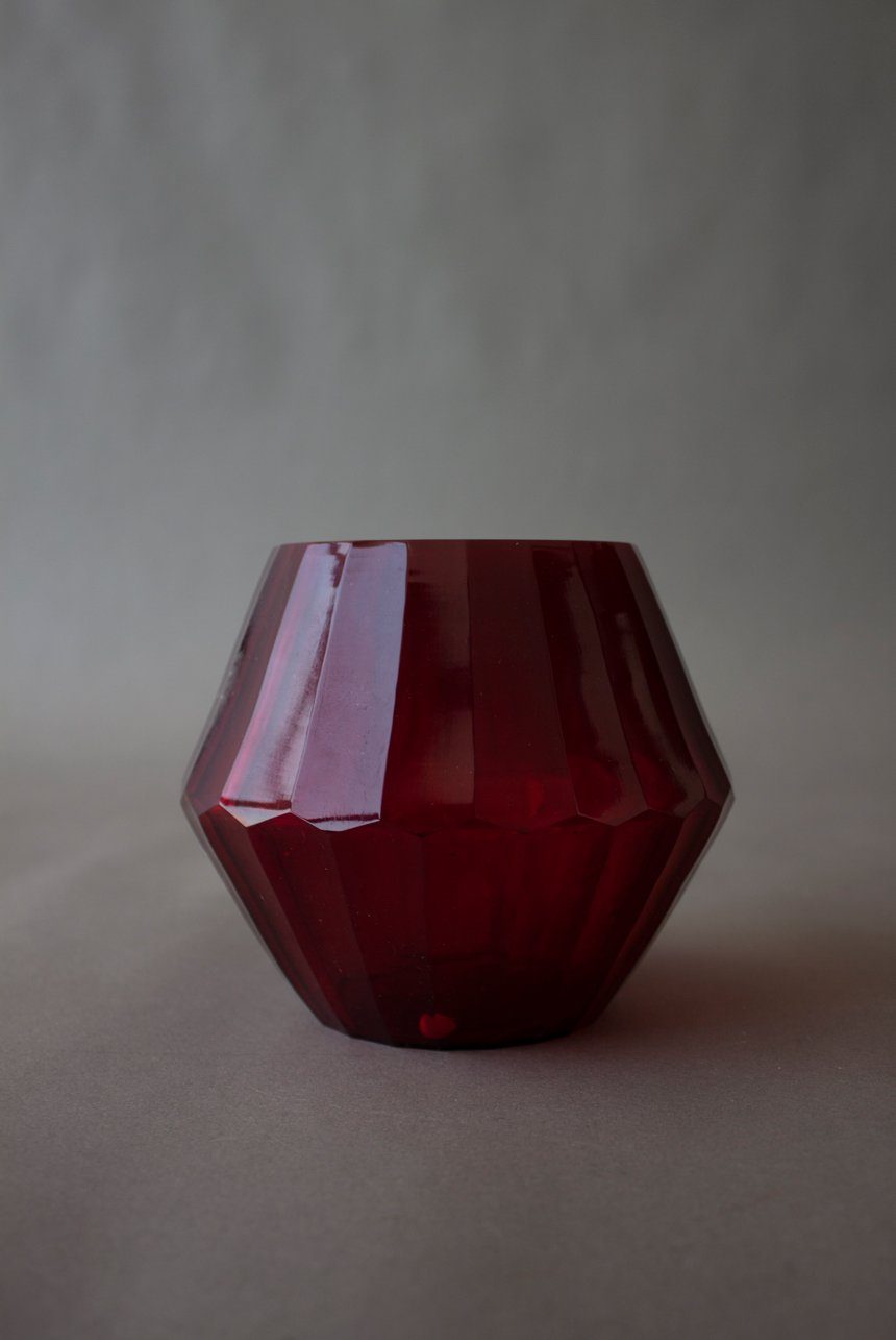 Red Faceted Vase