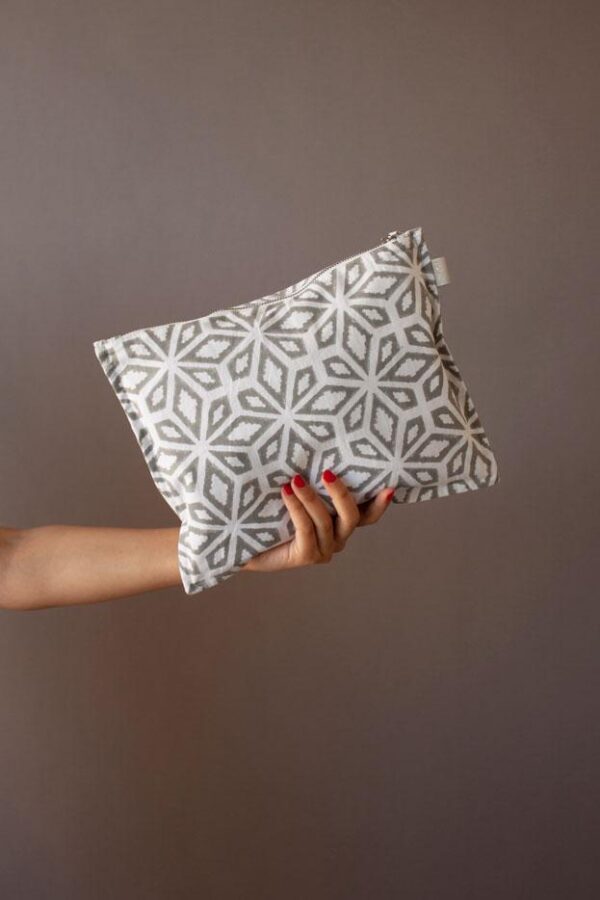Grey Geoflow Printed Pouch