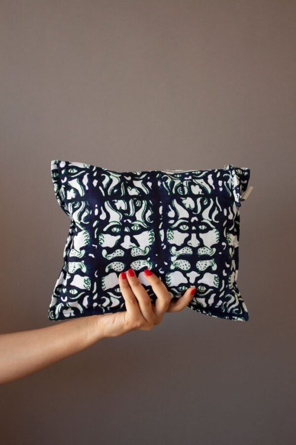 Green & Navy Lionshead Printed Pouch