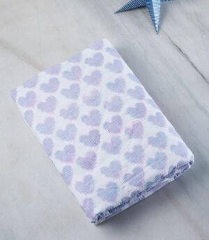 Pink Printed Ikat Heart Baby Quilt