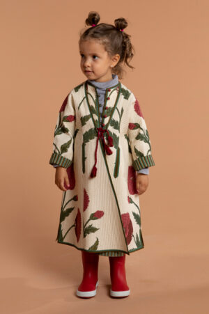 Cream Poppy Mini Afghan Coat