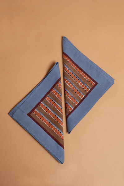 Diamond Stripe Napkins Blue set of Two
