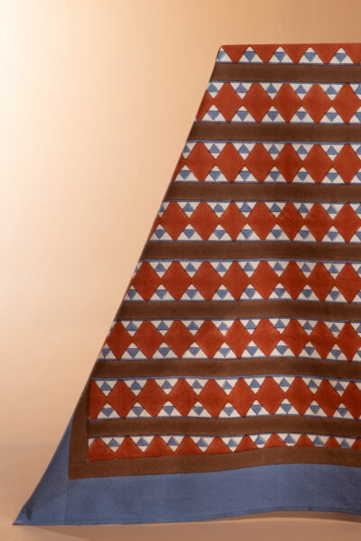 Diamond Stripe Tablecloth Blue