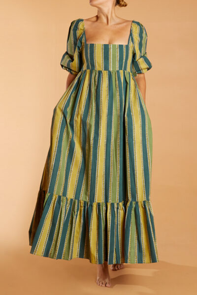 Olive Key Stripe Sharon Dress